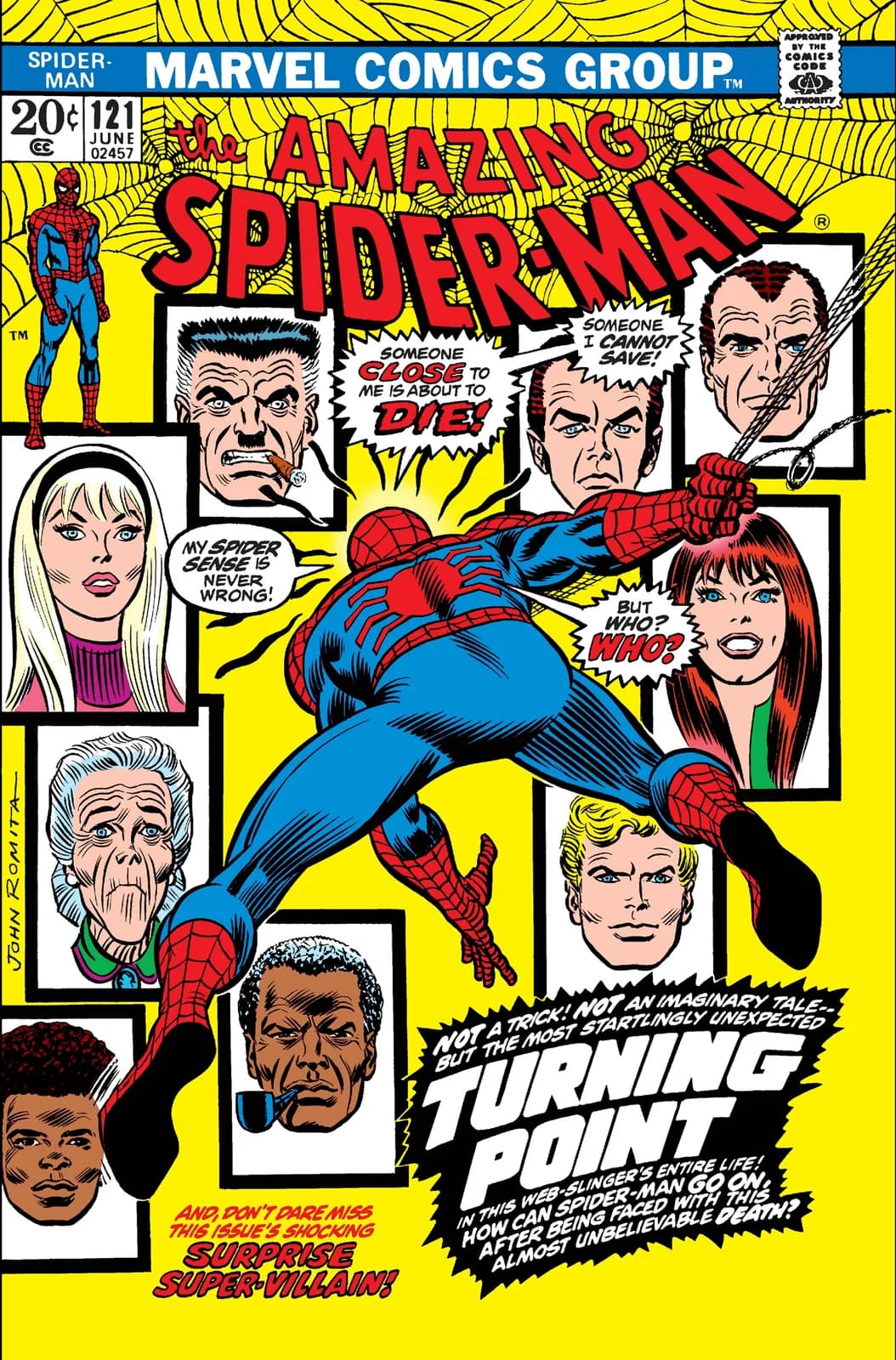 The Amazing Spider-Man #121 (June 1973) cover, from the publisher's digital edition of the original issue