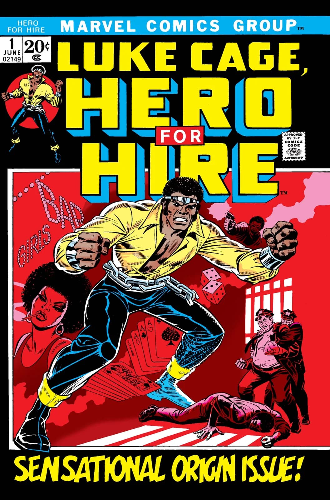 Luke Cage, Hero for Hire #1 (June 1972) cover, from the publisher's digital edition of the original issue
