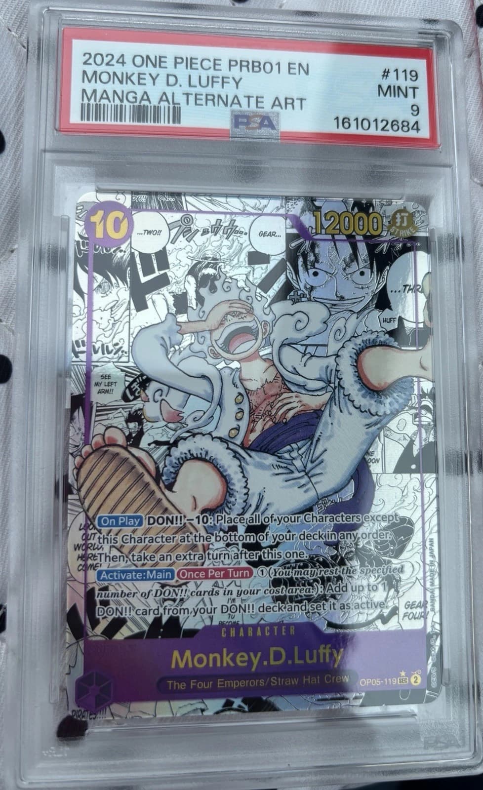2024 One Piece Card Game One Piece Card The Best (PRB-01) #OP05-119 Monkey.D.Luffy Manga Rare, PSA MINT 9 slab front labeled PRB01 EN Manga Alternate Art