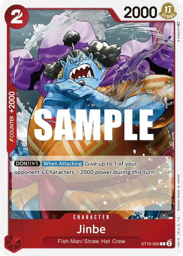 2023 One Piece Card Game The Three Captains (ST-10) #ST10-005 Jinbe; official card image from the Bandai card list; publisher sample markings retained