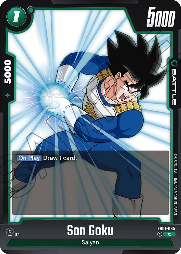 2024 Dragon Ball Super Card Game Fusion World Awakened Pulse (FB01) #FB01-085 Son Goku; official card image from the Bandai card database; publisher sample markings retained