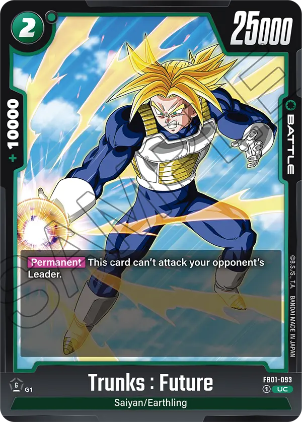2024 Dragon Ball Super Card Game Fusion World Awakened Pulse (FB01) #FB01-093 Trunks : Future; official card image from the Bandai card database; publisher sample markings retained