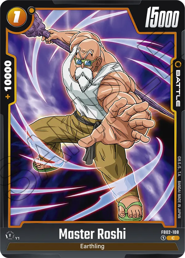 2024 Dragon Ball Super Card Game Fusion World Blazing Aura (FB02) #FB02-108 Master Roshi; official card image from the Bandai card database; publisher sample markings retained