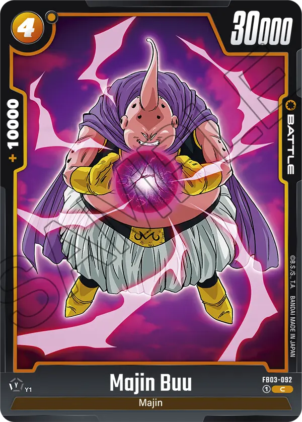 2024 Dragon Ball Super Card Game Fusion World Raging Roar (FB03) #FB03-092 Majin Buu; official card image from the Bandai card database; publisher sample markings retained