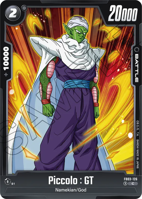 2024 Dragon Ball Super Card Game Fusion World Raging Roar (FB03) #FB03-126 Piccolo : GT; official card image from the Bandai card database; publisher sample markings retained