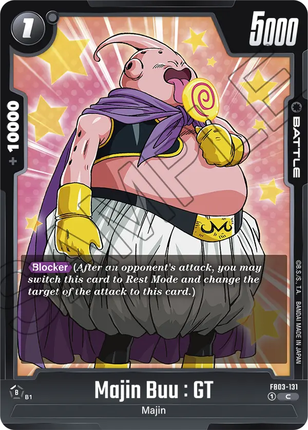 2024 Dragon Ball Super Card Game Fusion World Raging Roar (FB03) #FB03-131 Majin Buu : GT; official card image from the Bandai card database; publisher sample markings retained