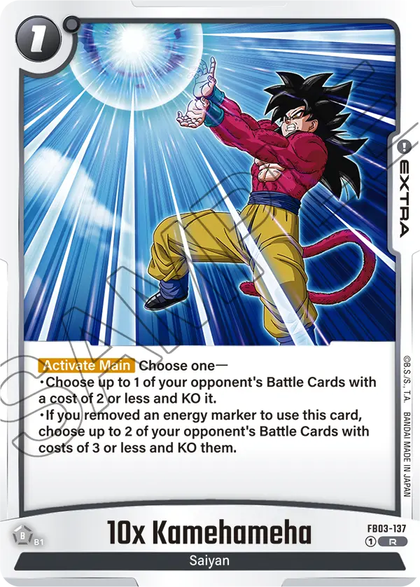 2024 Dragon Ball Super Card Game Fusion World Raging Roar (FB03) #FB03-137 10x Kamehameha; official card image from the Bandai card database; publisher sample markings retained