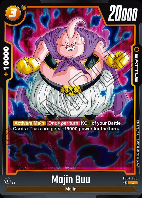2024 Dragon Ball Super Card Game Fusion World Ultra Limit (FB04) #FB04-090 Majin Buu; official card image from the Bandai card database; publisher sample markings retained