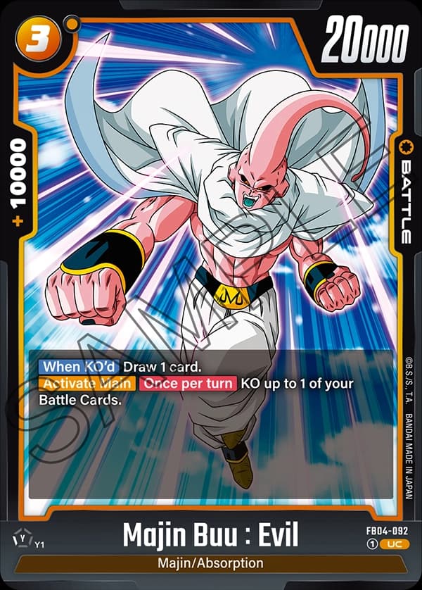 2024 Dragon Ball Super Card Game Fusion World Ultra Limit (FB04) #FB04-092 Majin Buu : Evil; official card image from the Bandai card database; publisher sample markings retained