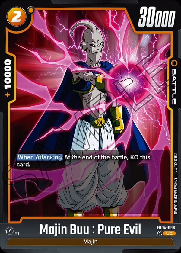 2024 Dragon Ball Super Card Game Fusion World Ultra Limit (FB04) #FB04-096 Majin Buu : Pure Evil; official card image from the Bandai card database; publisher sample markings retained