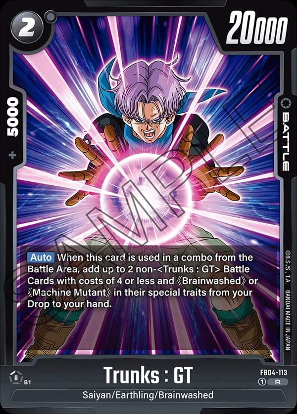 2024 Dragon Ball Super Card Game Fusion World Ultra Limit (FB04) #FB04-113 Trunks : GT; official card image from the Bandai card database; publisher sample markings retained