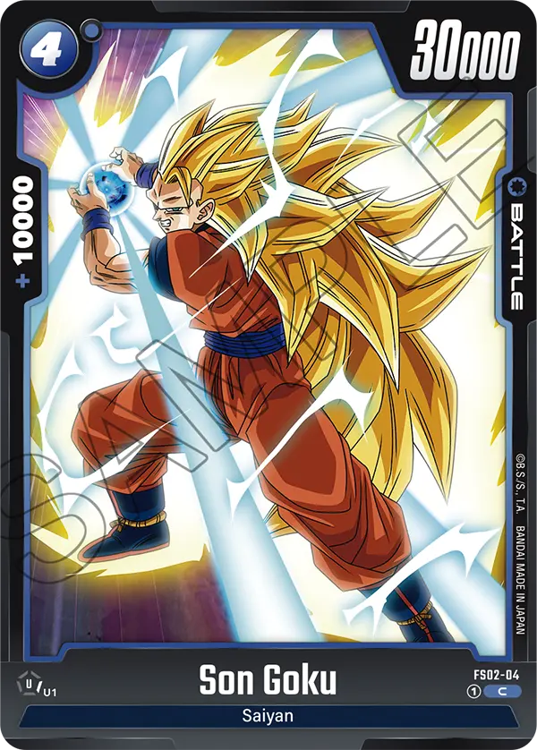 2024 Dragon Ball Super Card Game Fusion World Starter Deck Vegeta (FS02) #FS02-04 Son Goku; official card image from the Bandai card database; publisher sample markings retained