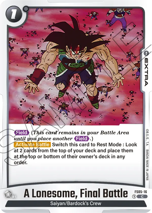 2024 Dragon Ball Super Card Game Fusion World Starter Deck Bardock (FS05) #FS05-16 A Lonesome, Final Battle; official card image from the Bandai card database; publisher sample markings retained