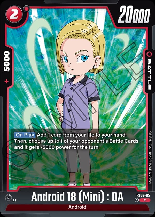 2024 Dragon Ball Super Card Game Fusion World Starter Deck Son Goku (Mini) (FS06) #FS06-05 Android 18 (Mini) : DA; official card image from the Bandai card database; publisher sample markings retained