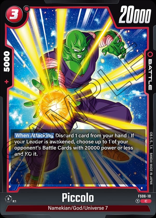 2024 Dragon Ball Super Card Game Fusion World Starter Deck Son Goku (Mini) (FS06) #FS06-10 Piccolo; official card image from the Bandai card database; publisher sample markings retained