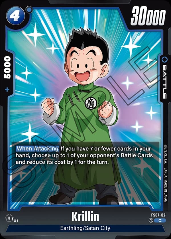 2024 Dragon Ball Super Card Game Fusion World Starter Deck Vegeta (Mini) (FS07) #FS07-02 Krillin; official card image from the Bandai card database; publisher sample markings retained