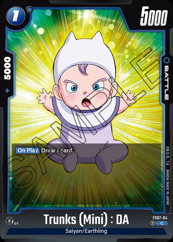 2024 Dragon Ball Super Card Game Fusion World Starter Deck Vegeta (Mini) (FS07) #FS07-04 Trunks (Mini) : DA; official card image from the Bandai card database; publisher sample markings retained