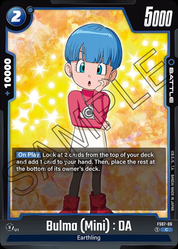 2024 Dragon Ball Super Card Game Fusion World Starter Deck Vegeta (Mini) (FS07) #FS07-06 Bulma (Mini) : DA; official card image from the Bandai card database; publisher sample markings retained