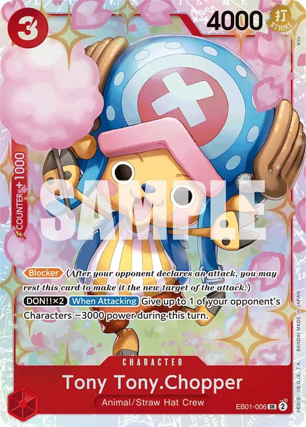 2024 One Piece Card Game Memorial Collection (EB-01) #EB01-006 Tony Tony.Chopper; official card image from the Bandai card list; publisher sample markings retained