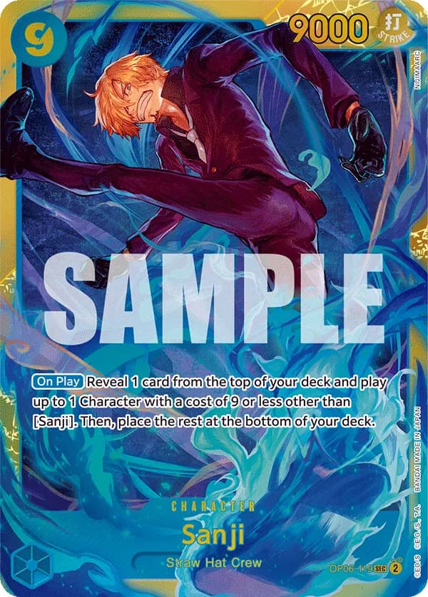 2024 One Piece Card Game Wings of the Captain (OP-06) #OP06-119 Sanji; official card image from the Bandai card list; publisher sample markings retained