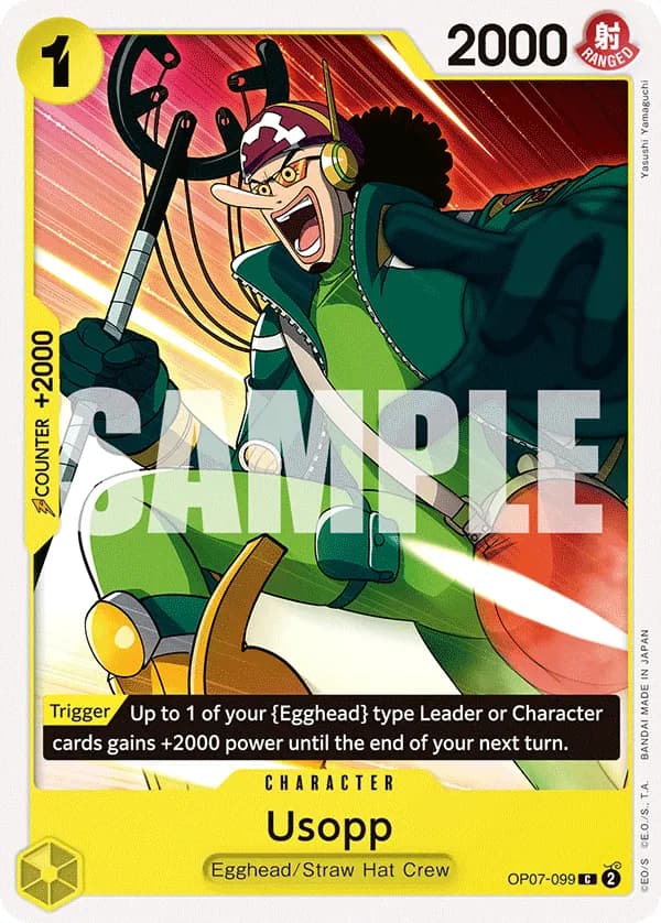 2024 One Piece Card Game 500 Years in the Future (OP-07) #OP07-099 Usopp; official card image from the Bandai card list; publisher sample markings retained
