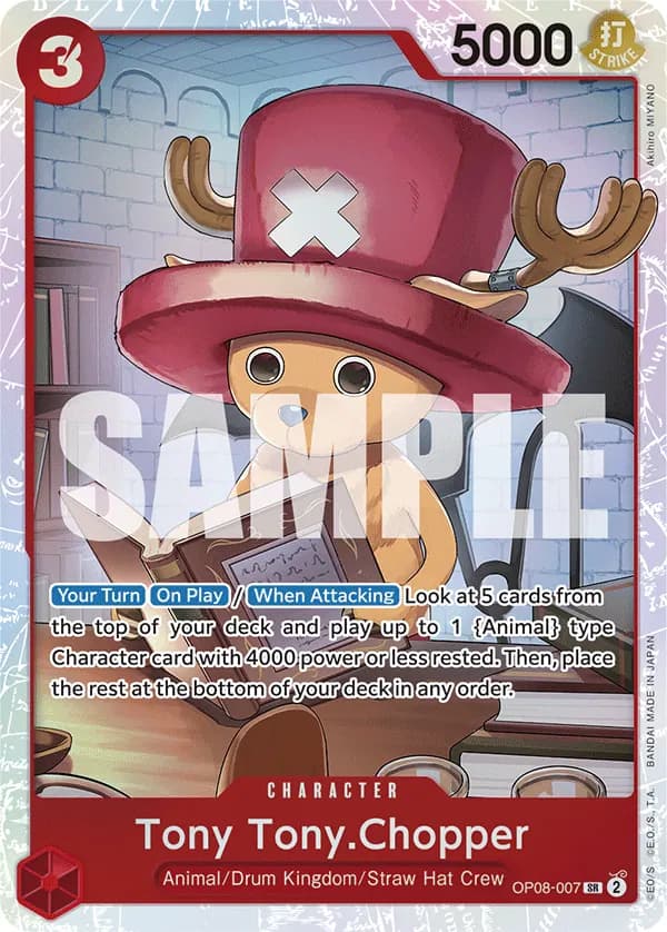 2024 One Piece Card Game Two Legends (OP-08) #OP08-007 Tony Tony.Chopper; official card image from the Bandai card list; publisher sample markings retained