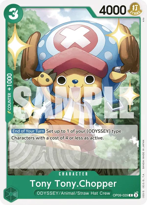 2024 One Piece Card Game Emperors in the New World (OP-09) #OP09-029 Tony Tony.Chopper; official card image from the Bandai card list; publisher sample markings retained
