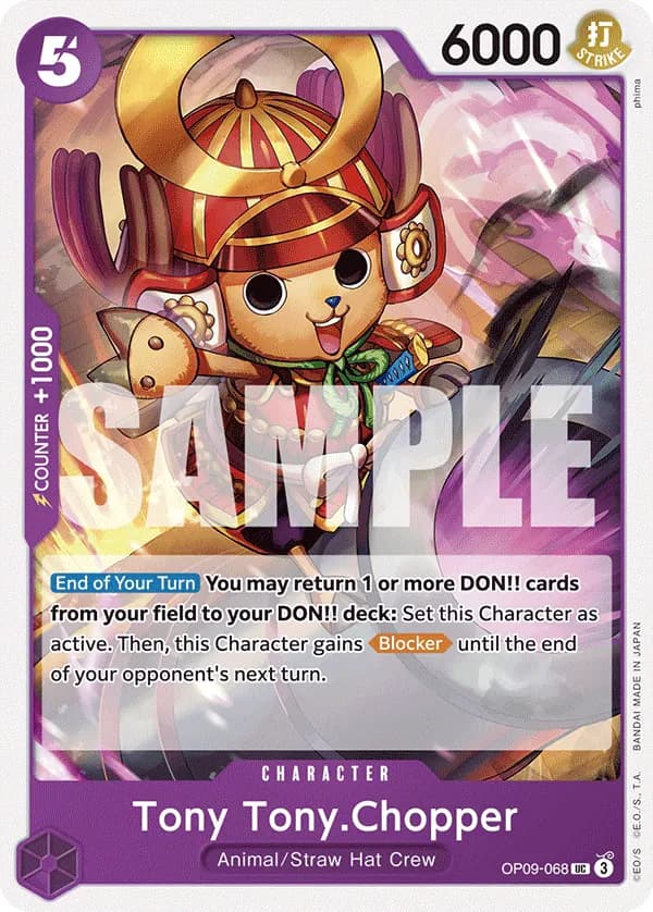 2024 One Piece Card Game Emperors in the New World (OP-09) #OP09-068 Tony Tony.Chopper; official card image from the Bandai card list; publisher sample markings retained
