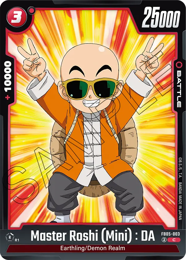 2025 Dragon Ball Super Card Game Fusion World New Adventure (FB05) #FB05-003 Master Roshi (Mini) : DA; official card image from the Bandai card database; publisher sample markings retained