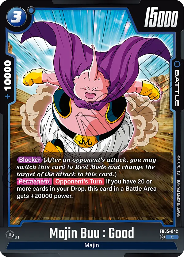 2025 Dragon Ball Super Card Game Fusion World New Adventure (FB05) #FB05-042 Majin Buu : Good; official card image from the Bandai card database; publisher sample markings retained