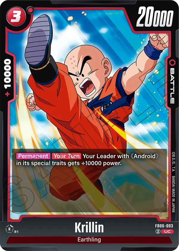 2025 Dragon Ball Super Card Game Fusion World Rivals Clash (FB06) #FB06-003 Krillin; official card image from the Bandai card database; publisher sample markings retained