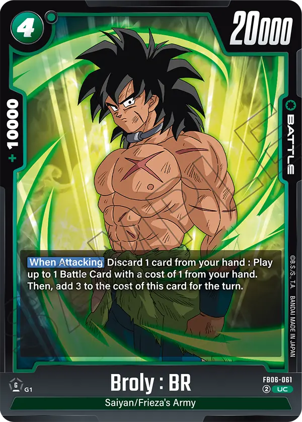 2025 Dragon Ball Super Card Game Fusion World Rivals Clash (FB06) #FB06-061 Broly : BR; official card image from the Bandai card database; publisher sample markings retained