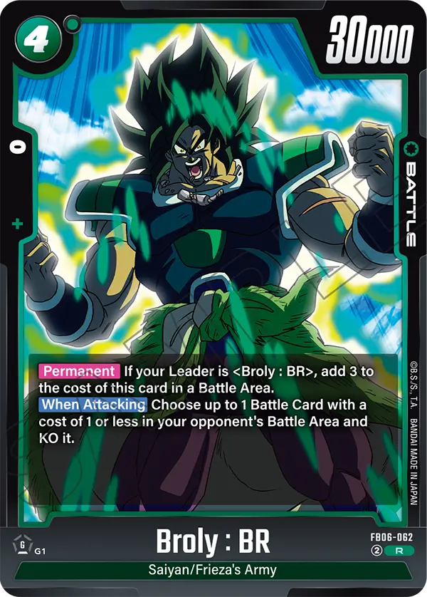 2025 Dragon Ball Super Card Game Fusion World Rivals Clash (FB06) #FB06-062 Broly : BR; official card image from the Bandai card database; publisher sample markings retained
