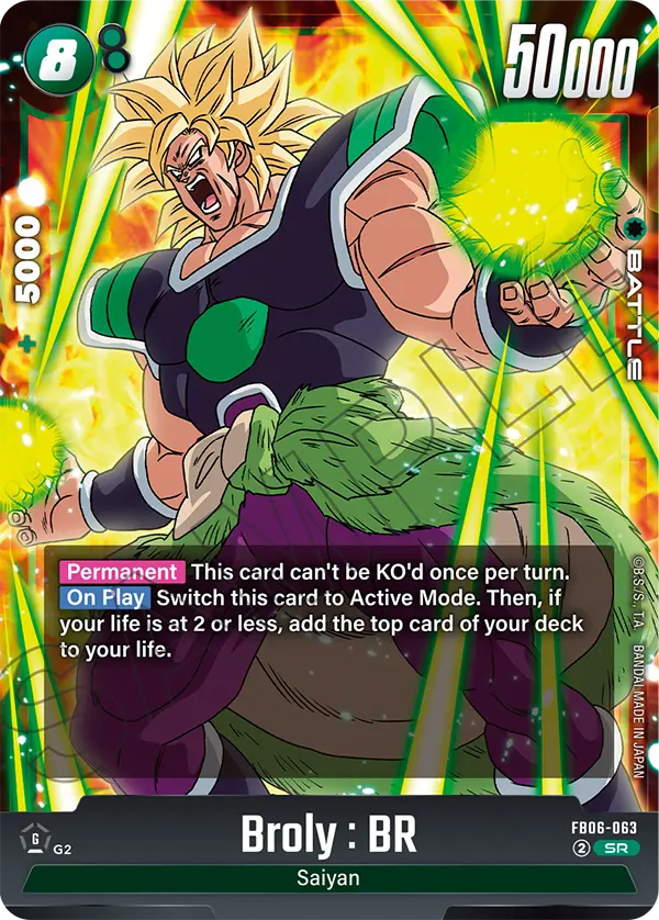 2025 Dragon Ball Super Card Game Fusion World Rivals Clash (FB06) #FB06-063 Broly : BR; official card image from the Bandai card database; publisher sample markings retained
