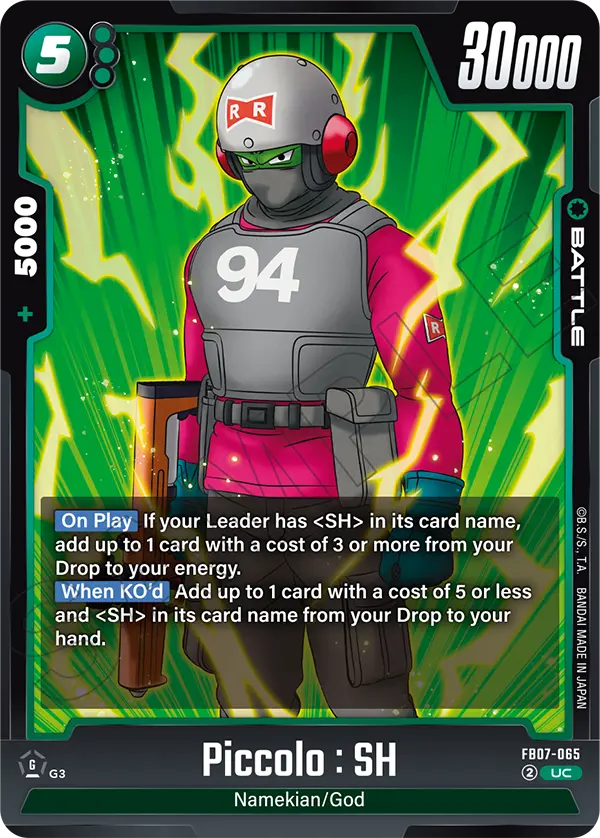 2025 Dragon Ball Super Card Game Fusion World Wish for Shenron (FB07) #FB07-065 Piccolo : SH; official card image from the Bandai card database; publisher sample markings retained
