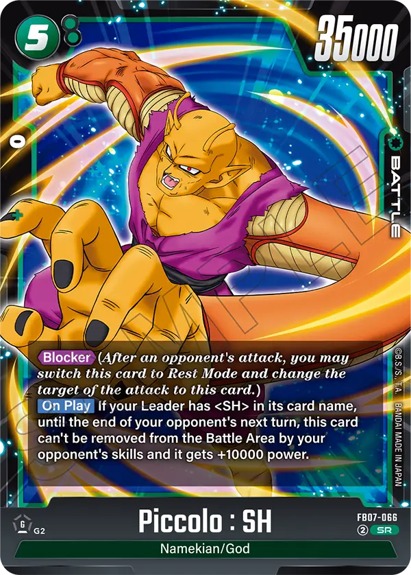 2025 Dragon Ball Super Card Game Fusion World Wish for Shenron (FB07) #FB07-066 Piccolo : SH; official card image from the Bandai card database; publisher sample markings retained