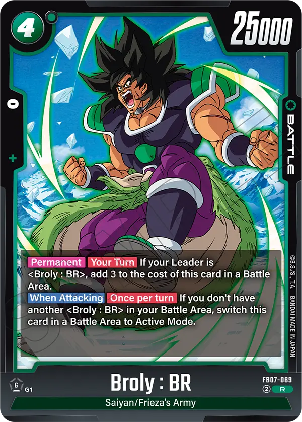 2025 Dragon Ball Super Card Game Fusion World Wish for Shenron (FB07) #FB07-069 Broly : BR; official card image from the Bandai card database; publisher sample markings retained