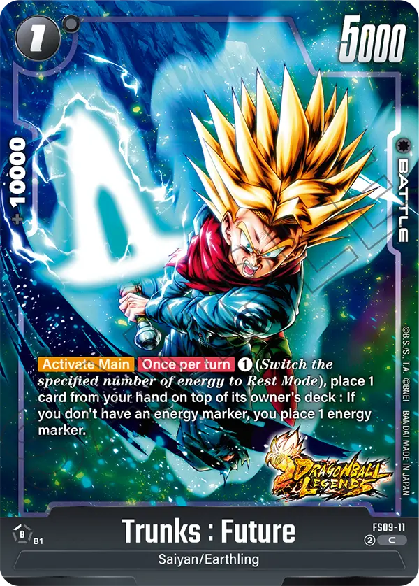2025 Dragon Ball Super Card Game Fusion World Starter Deck EX Shallot (FS09) #FS09-11 Trunks : Future; official card image from the Bandai card database; publisher sample markings retained