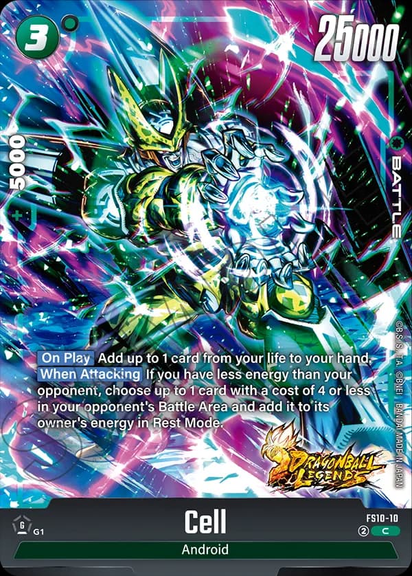 2025 Dragon Ball Super Card Game Fusion World Starter Deck EX Giblet (FS10) #FS10-10 Cell; official card image from the Bandai card database; publisher sample markings retained