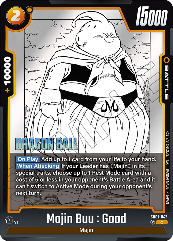 2025 Dragon Ball Super Card Game Fusion World Manga Booster 01 (SB01) #SB01-042 Majin Buu : Good; official card image from the Bandai card database; publisher sample markings retained