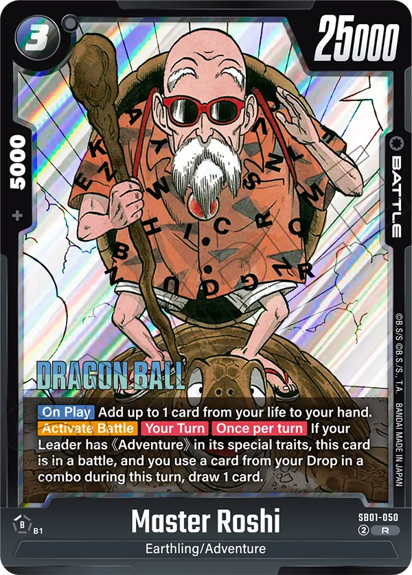 2025 Dragon Ball Super Card Game Fusion World Manga Booster 01 (SB01) #SB01-050 Master Roshi; official card image from the Bandai card database; publisher sample markings retained