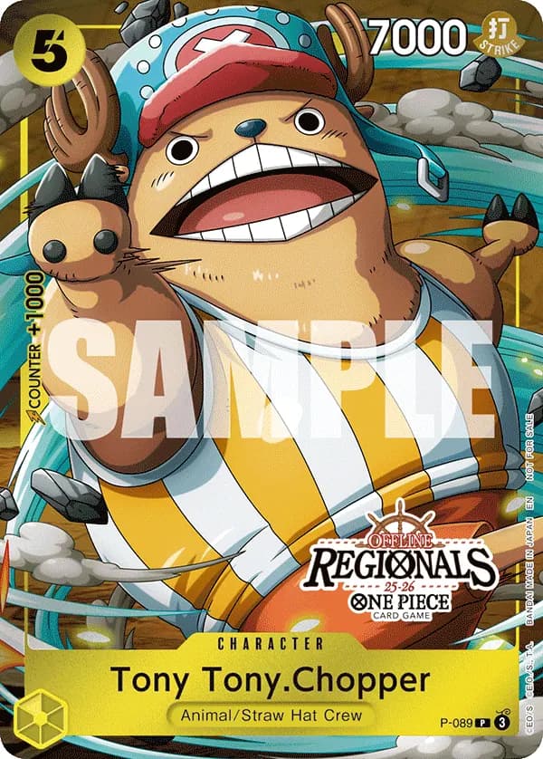 2025 One Piece Card Game Offline Regional Participation Pack 2025 Vol.2 #P-089 Tony Tony.Chopper; official card image from the Bandai card list; publisher sample markings retained