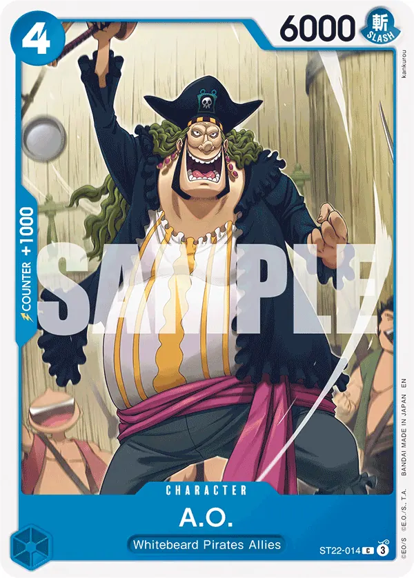 2025 One Piece Card Game Ace & Newgate (ST-22) #ST22-014 A.O.; official card image from the Bandai card list; publisher sample markings retained