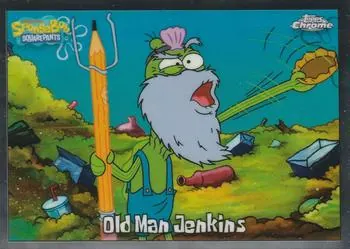 2025 Topps Chrome SpongeBob 25th Anniversary #22 Old Man Jenkins; representative card photograph; color, finish and individual copy details may differ