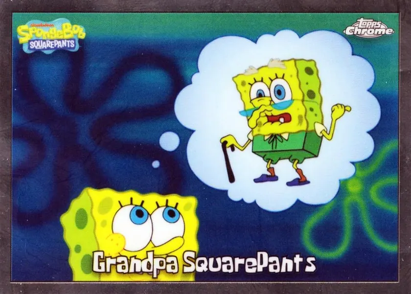 2025 Topps Chrome SpongeBob 25th Anniversary #37 Grandpa SquarePants; representative card photograph; color, finish and individual copy details may differ