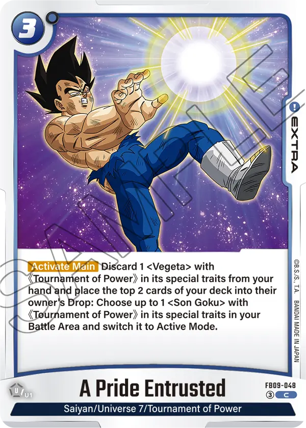 2026 Dragon Ball Super Card Game Fusion World Dual Evolution (FB09) #FB09-048 A Pride Entrusted; official card image from the Bandai card database; publisher sample markings retained