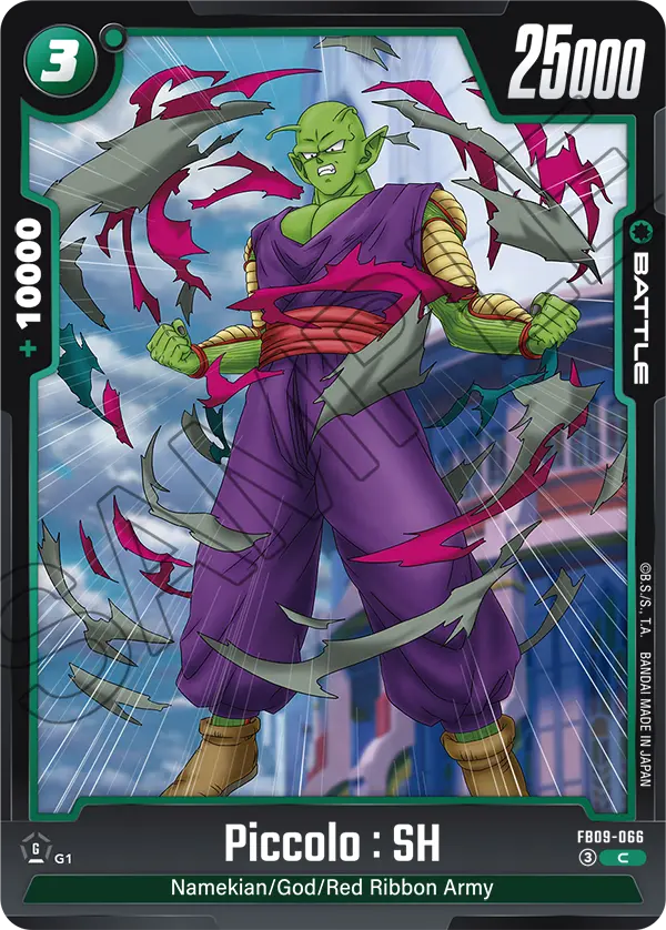 2026 Dragon Ball Super Card Game Fusion World Dual Evolution (FB09) #FB09-066 Piccolo : SH; official card image from the Bandai card database; publisher sample markings retained