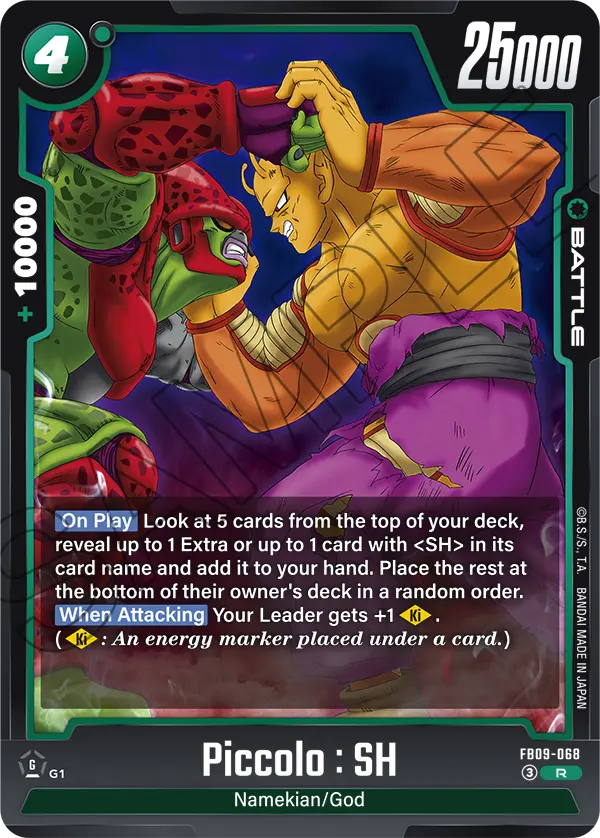 2026 Dragon Ball Super Card Game Fusion World Dual Evolution (FB09) #FB09-068 Piccolo : SH; official card image from the Bandai card database; publisher sample markings retained