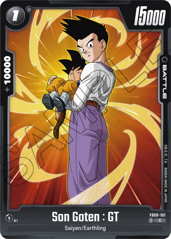 2026 Dragon Ball Super Card Game Fusion World Dual Evolution (FB09) #FB09-101 Son Goten : GT; official card image from the Bandai card database; publisher sample markings retained