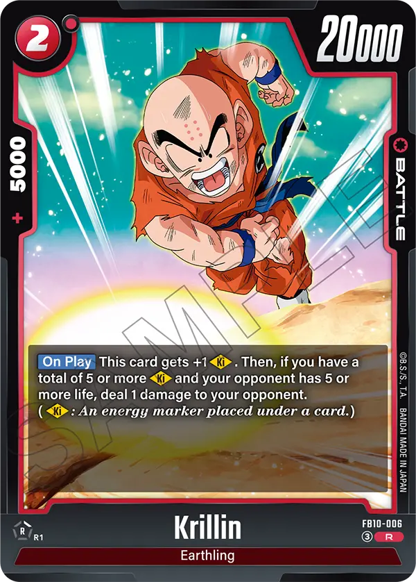 2026 Dragon Ball Super Card Game Fusion World Cross Force (FB10) #FB10-006 Krillin; official card image from the Bandai card database; publisher sample markings retained